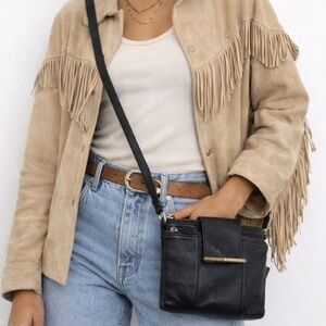 Vintage Brighton Black Leather Crossbody